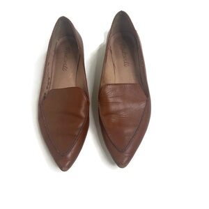 Madewell Women’s Brown Leather Pointed Toe Flats Loafers, Size 7